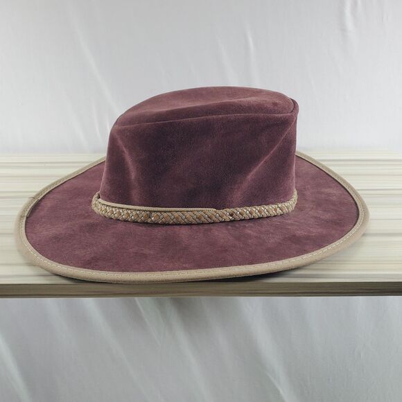 6 7/8 S Zephyr 21.5" Rancher Hat Outback Crusher Suede Aussie Brown Wine Small - Picture 4 of 11